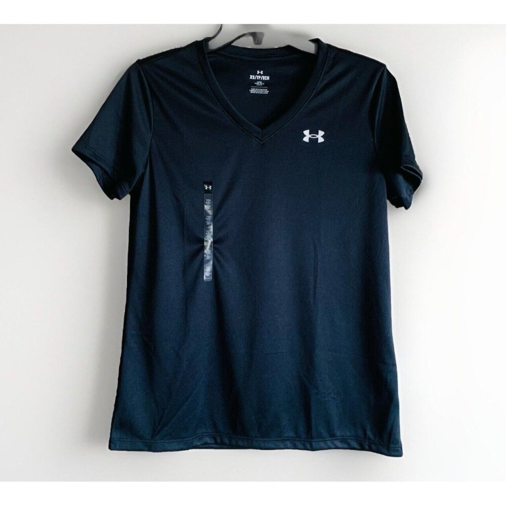 Under Armour HeatGear Women Black Loose Athletic T-shirt Size XS
